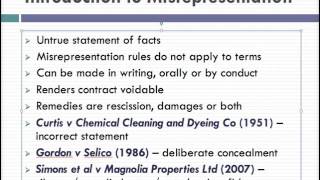 Misrepresentation Lecture 1 of 4 [upl. by Beichner608]