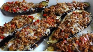 Lamb Mince stuffed Aubergines How to cook video recipe [upl. by Ilona]