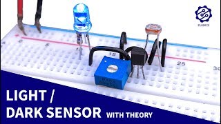 Light Sensor circuit on Breadboard  Darkness Detector  LDR amp Transistor Projects [upl. by Claudetta]