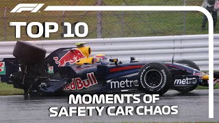 Top 10 Moments Of F1 Safety Car Chaos [upl. by Klehm]