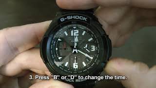 Casio GShock Aviation GW3000BB1ACR 5121  How To Change Current Time Manually [upl. by Kiki]