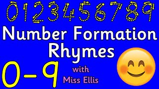 NUMBER FORMATION RHYMES 09 with Miss Ellis 💙 numberformation [upl. by Huoh]