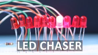 LED Chaser Circuit Using 4017 and 555 IC Breadboard Tutorial  Electronics [upl. by Polly]