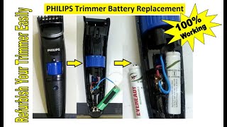 PHILIPS Trimmer Battery Replacement amp Refurbish  English [upl. by Ballinger]