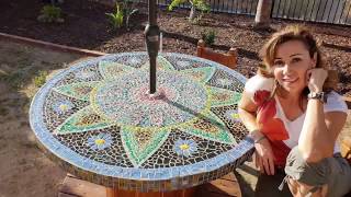 Outdoor Mosaic Table  Transforming a Cable Spool into a Beautiful Mosaic Table [upl. by Convery]